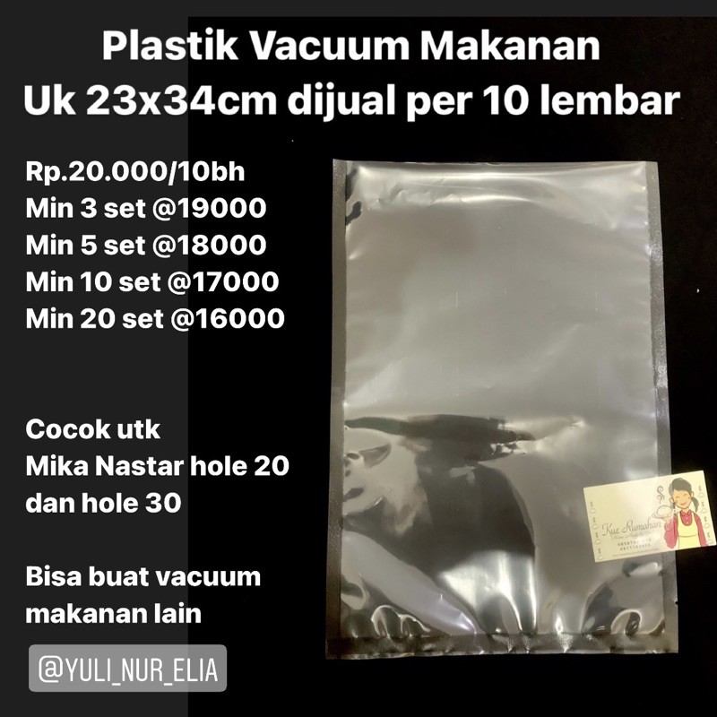

Plastik Vacuum Makanan Uk 23x34cm dijual per 10 lembar