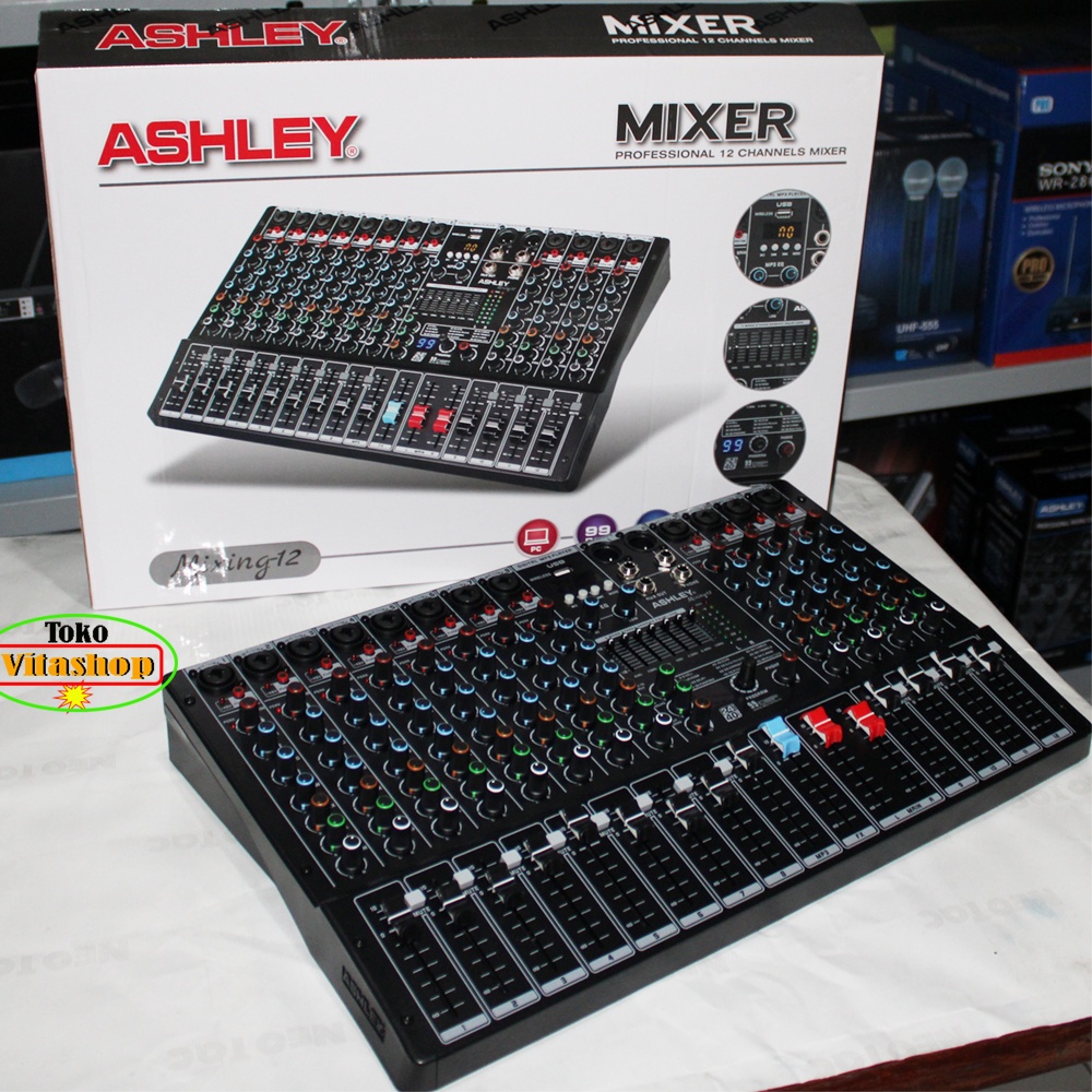 MIXER ASHLEY 12 CHANEL MIXING-12 SUPPORT SOUND CARD USB,MP3,BLUETOOTH