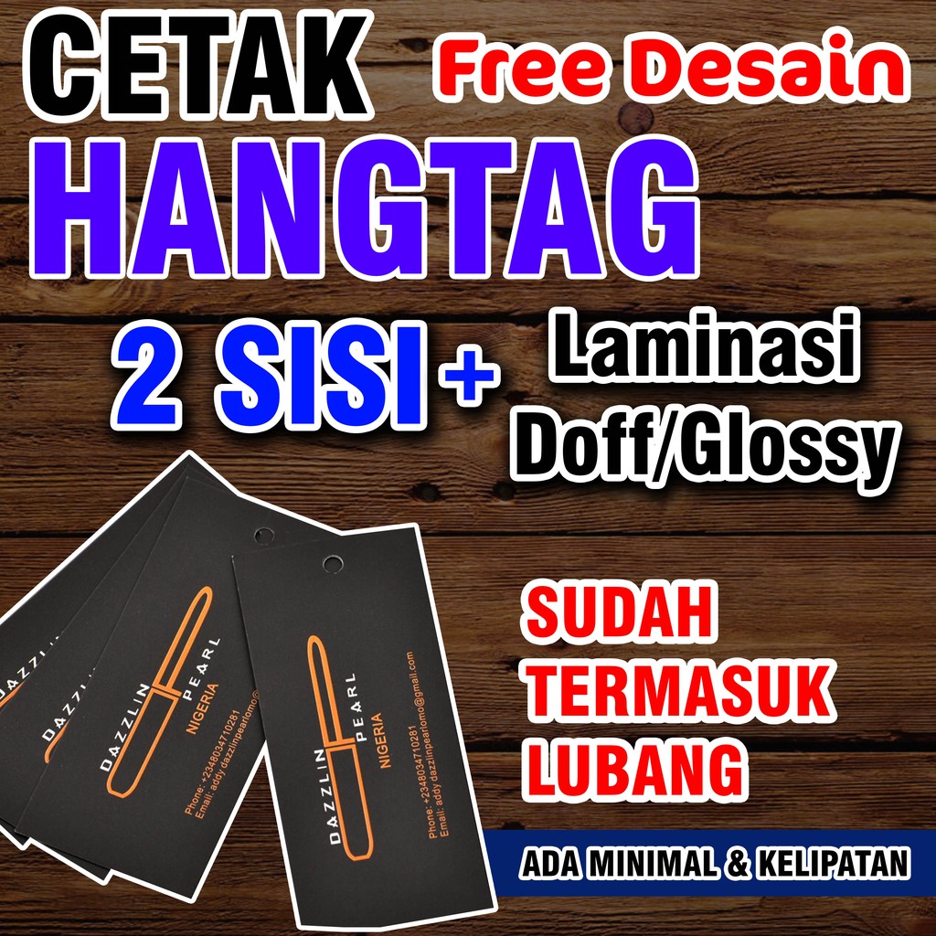 

HANGTAG HANG TAG LABEL, MERK CETAK 2 SISI + LAMINASI
