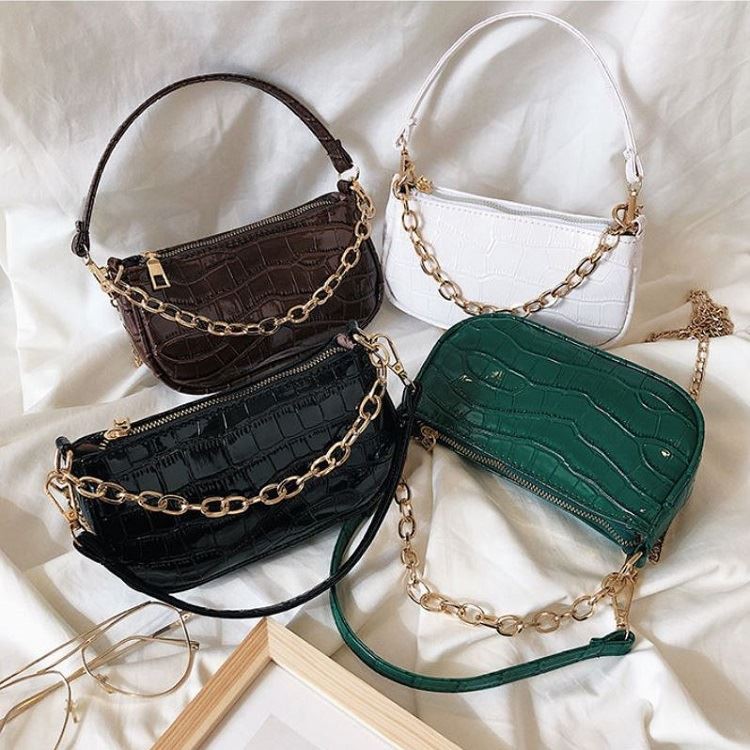 BJ23026 - BLACK/COFFEE/GREEN/WHITE - TAS SLEMPANG KECIL TALI RANTAI IMPORT TAS WANITA FASHION IMPORT MODIS ELEGAN TERMURAH TERLARIS TERBARU BAGSTORE JAKARTA TAS BATAM JT3026