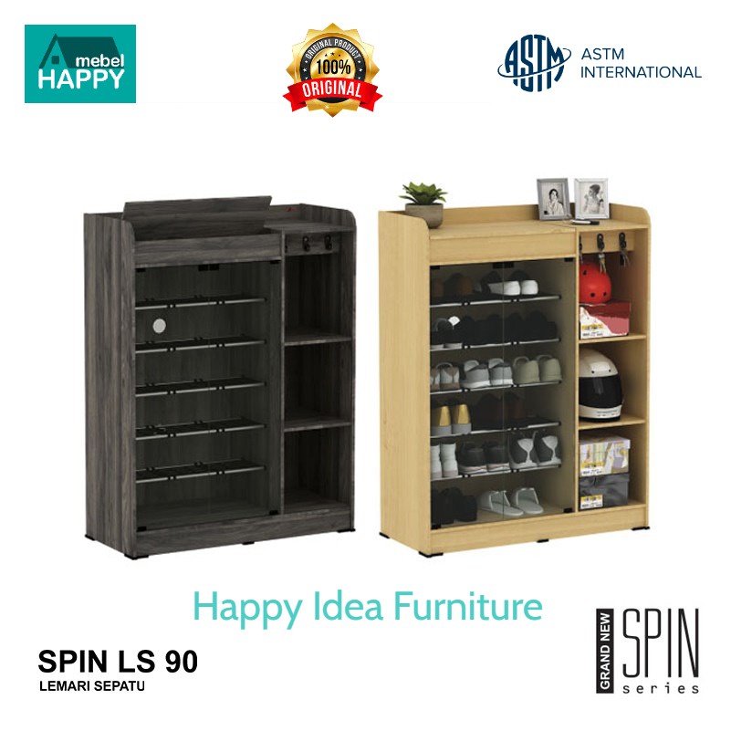 𝗛𝗮𝗽𝗽𝘆 𝗜𝗱𝗲𝗮 - Lemari Sepatu Kaca Multifungsi Rak Sepatu + Rak Serbaguna untuk Helm / SPIN LS 90 Activ