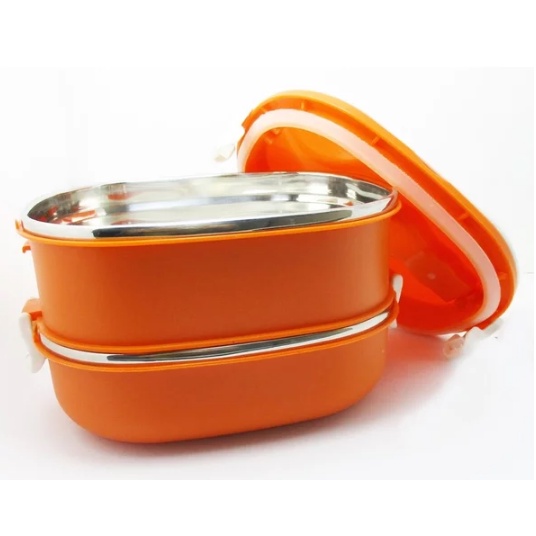 Rantang Lunch Box 2 Susun Polos Stainless Steel -702R