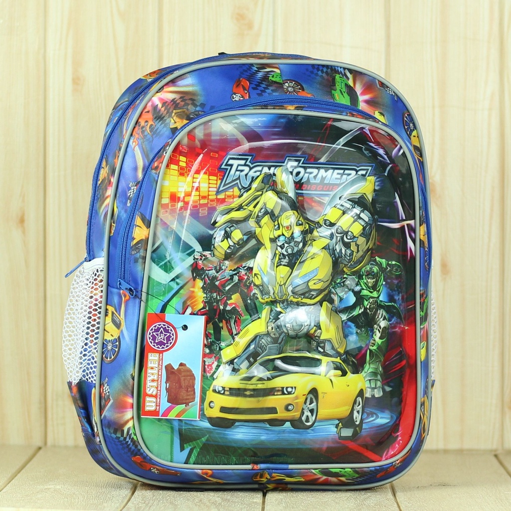 Tas Sekolah Anak Laki Laki TK Lampu Transformer Biru SD PAUD Karakter Murah Gambar Kartun Karakter Terbaru Lucu Premium SMP Mini Murah BT-21 Motif Karakter Berkualitas