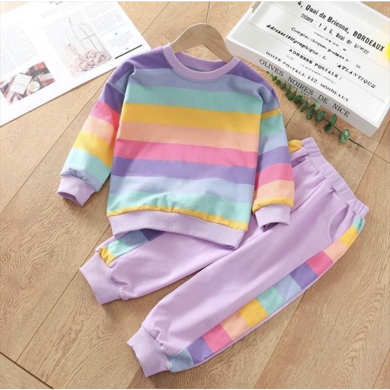 COD / SETELAN SWEATER ANAK / SETELAN BABYTERRY RAINBOW 1-5 TAHUN