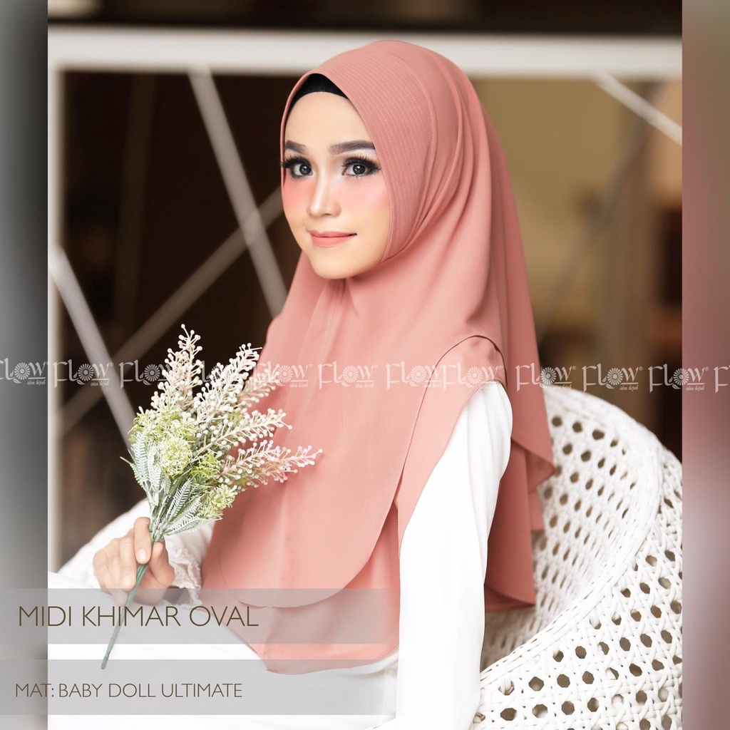 jilbab khimar Midi oval ORI FLOW / jilbab instant / hijab terbaru / khimar 2 layer/ jilbab hari raya-salem