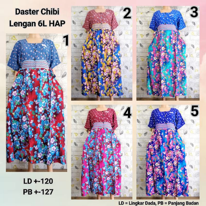 Daster Chibi 6L Jumbo HAP Lengan Pendek LD 120 Adem Busui Friendly JRG + BGBG