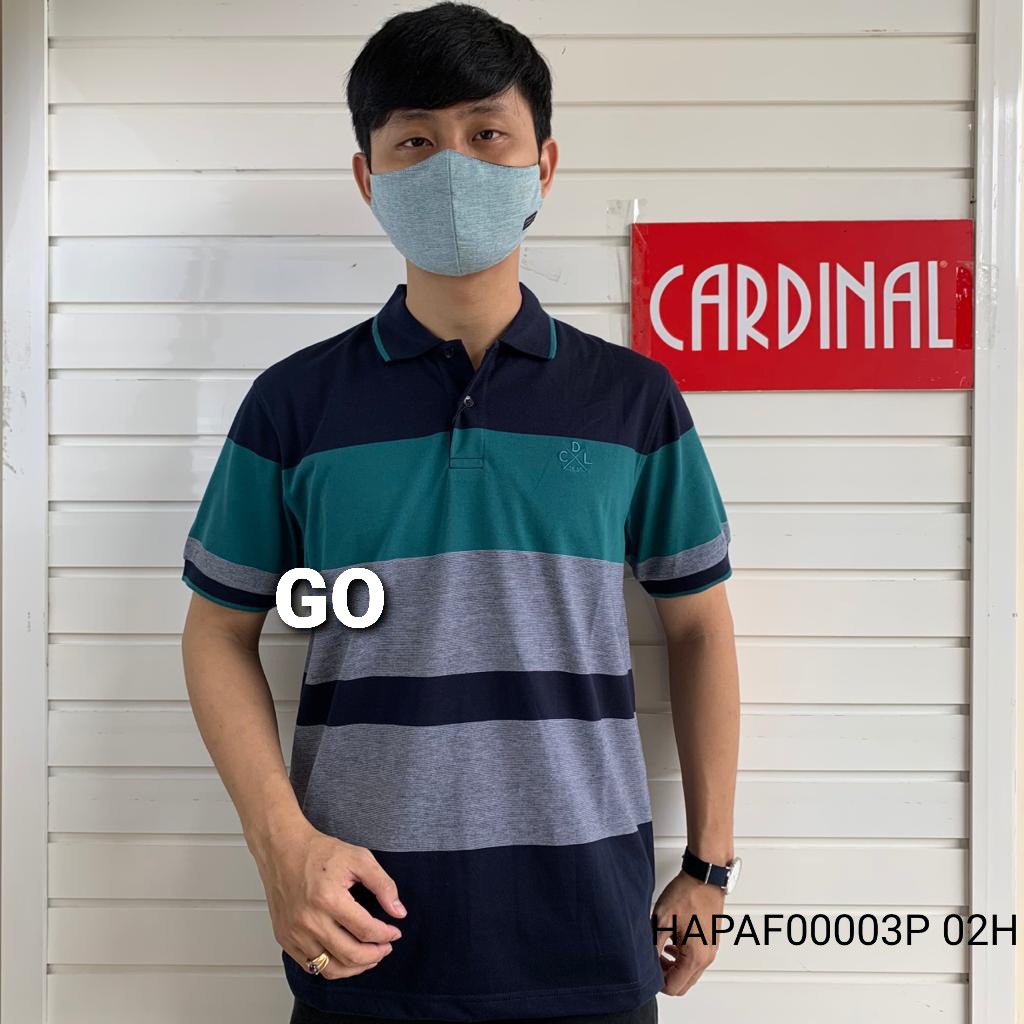 gof CDL By (CARDINAL) POLO T-SHIRT Pakaian Pria Atasan Kaos Polo Berkerah Garis Salur Lengan Pendek