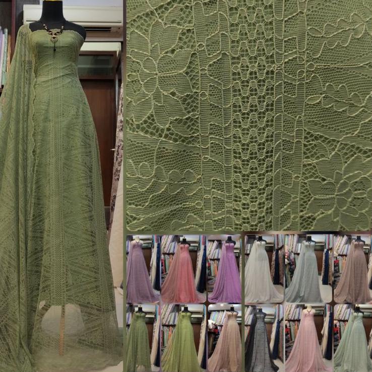 ➼ kain Lace Chantily Brokat Semi Paris (Meteran) ۝