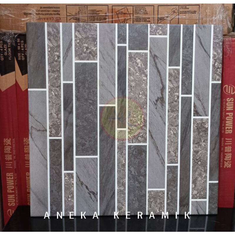 Keramik Lantai Teras Garasi Dinding Kasar Motif Batu Alam Timbul 40x40 Esmeralda Grey