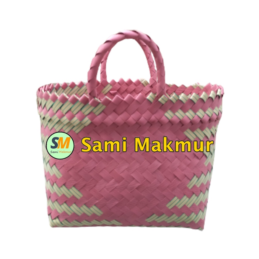 Tas Anyaman Plastik Tas Hampers Souvenir Parcel Bingkisan Hantaran Lurik Kecil Handle 1 Muat Kotak Snack Toples Roti Kue