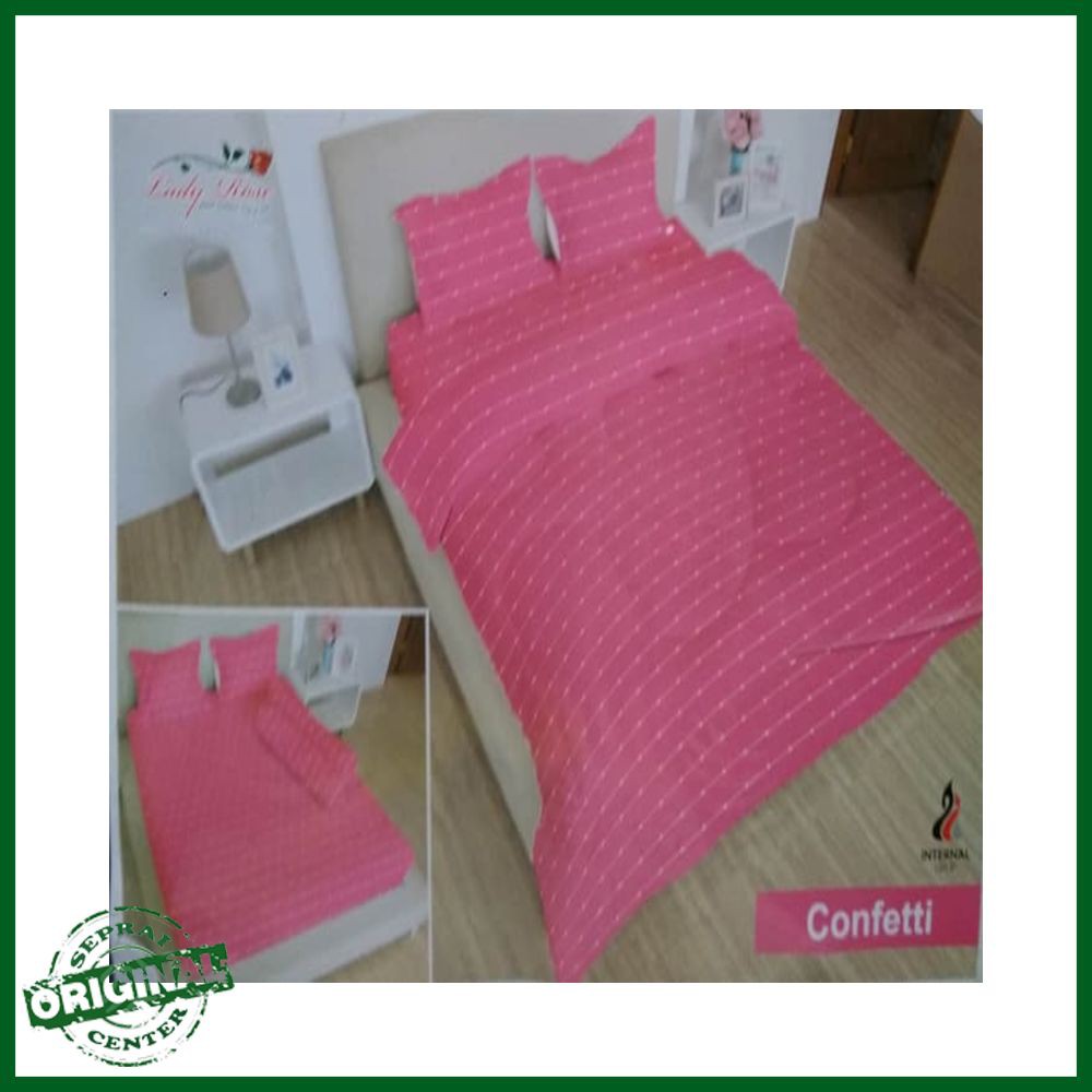 SEPREI LADY ROSE / SPREI LADY ROSE CONFETTI QUEEN 160 No.2 SEPRAI PINK GARIS PUTIH POLKA