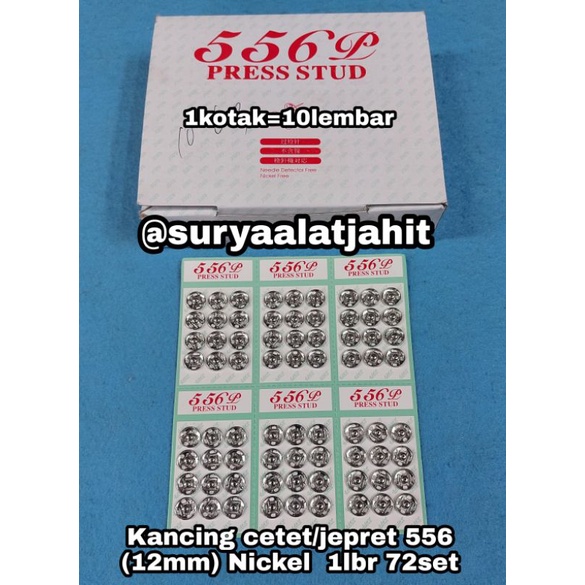 Kancing jepret 556/565 12mm Nkl dan Black Nikel @1lbr rp.36.500/72set