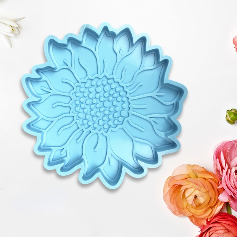 Glitter Handcraft Decoration Sunflower Coaster Epoxy Resin Mold Cup Mat Silicone Mould