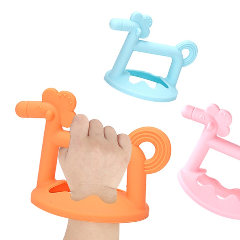 Mary Mainan Teether Bentuk Kuda 3D Bahan Silikon Untuk Bayi