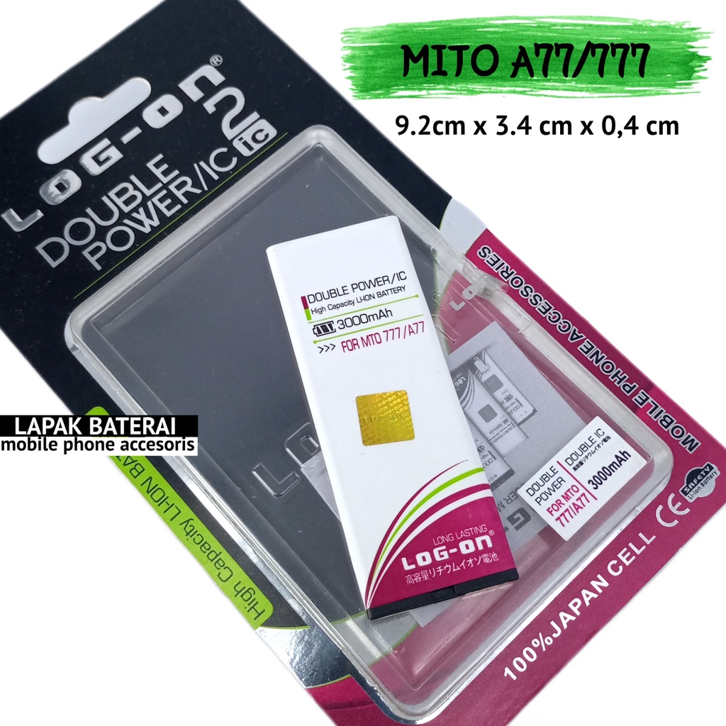 LOG - ON Mito A77 | A777 BA00054 Baterai Double IC Protection Battery Batre