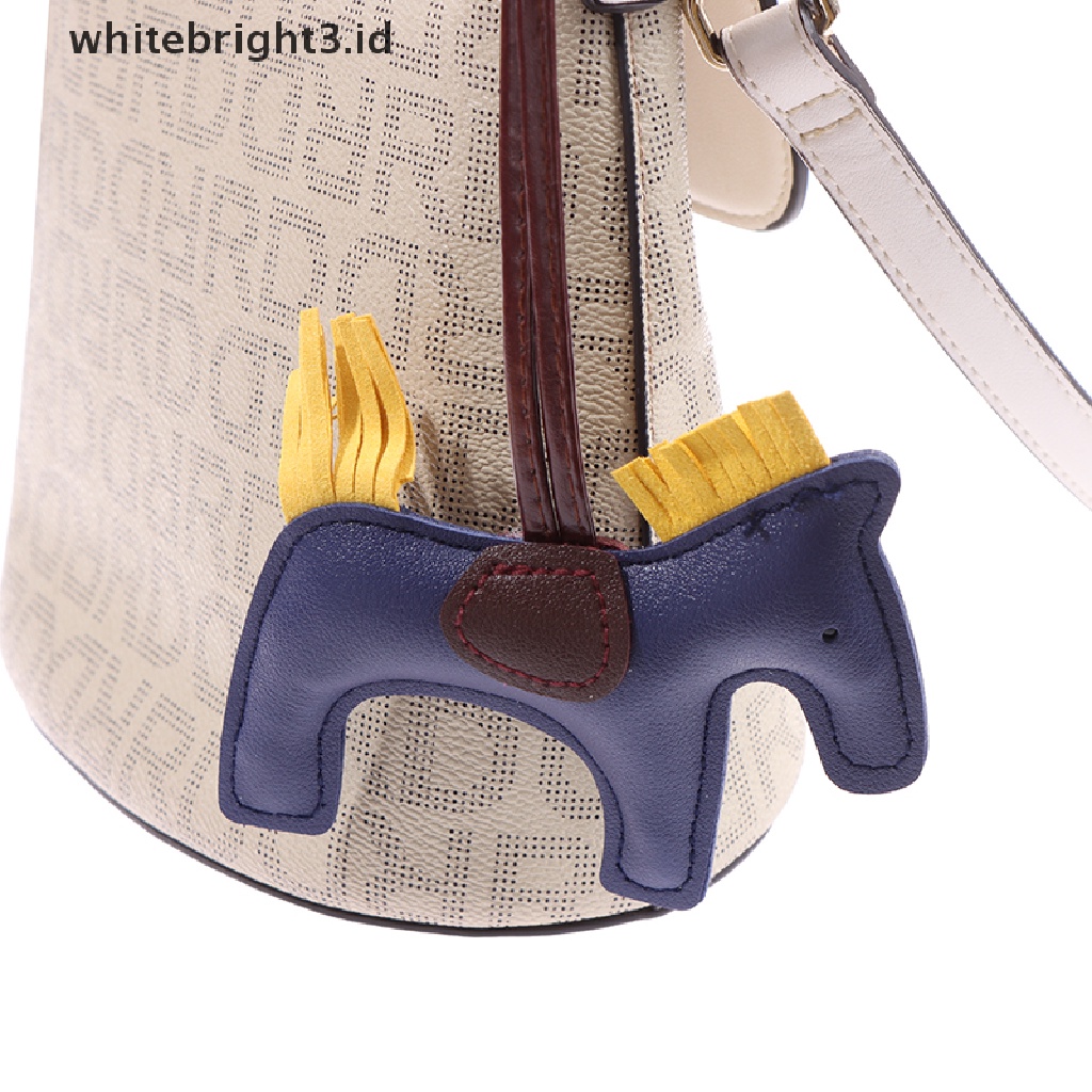 {whitebright3.id} Handmade PU Leather Horse Keychain Animal Key Chain for Women Bag Keychain Charm ,