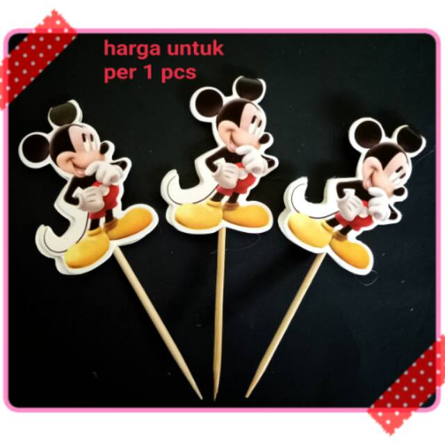Topper toppers hiasan tusukan kue cup cake tart ulang tahun happy birthday karakter mickey mouse