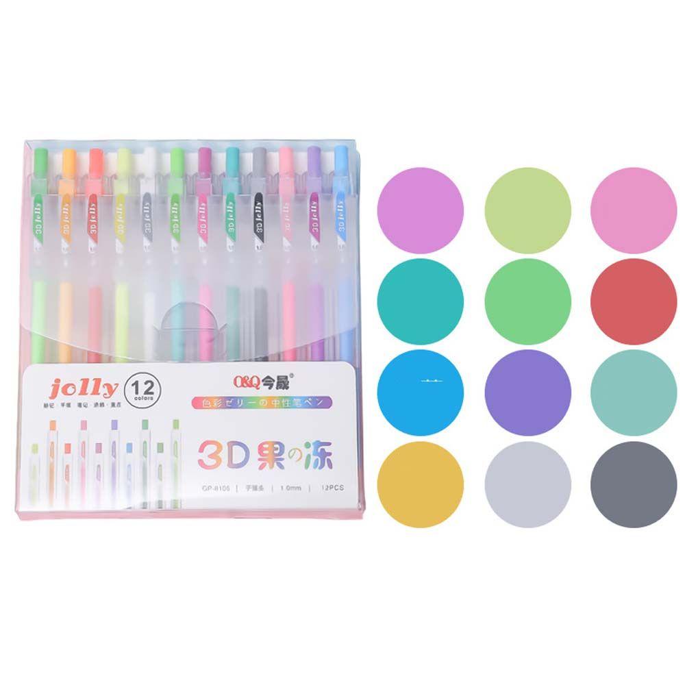 Mxbeauty Jelly Gel Pen 12warna Kreatif Perlengkapan Tulisan Kantor Sekolah Gambar Cat Diary Press Pen Set Jelly Color Pulpen