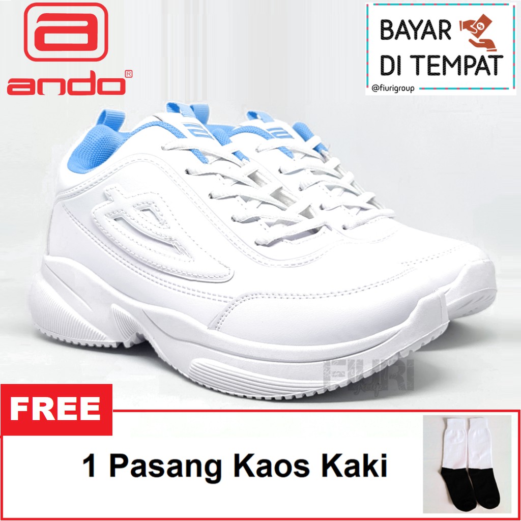 FIURI - ANDO ORIGINAL - JESSLYN 33-40 PUTIH BIRU - SEPATU SNEAKERS SPORT KANVAS SOL KARET ANAK PEREMPUAN - SEPATU KETS FASHION TRENDY WANITA DEWASA - SEPATU OLAHRAGA LARI FITNES SENAM KERJA KULIAH BERTALI CEWEK MURAH PROMO DISKON BONUS KAOS KAKI