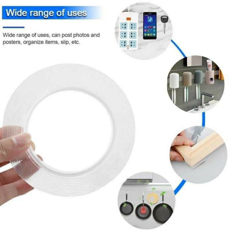 

Double Tape Bening Nano 1m x 1mm x 3cm Lakban 2 Inch Bagus Murah