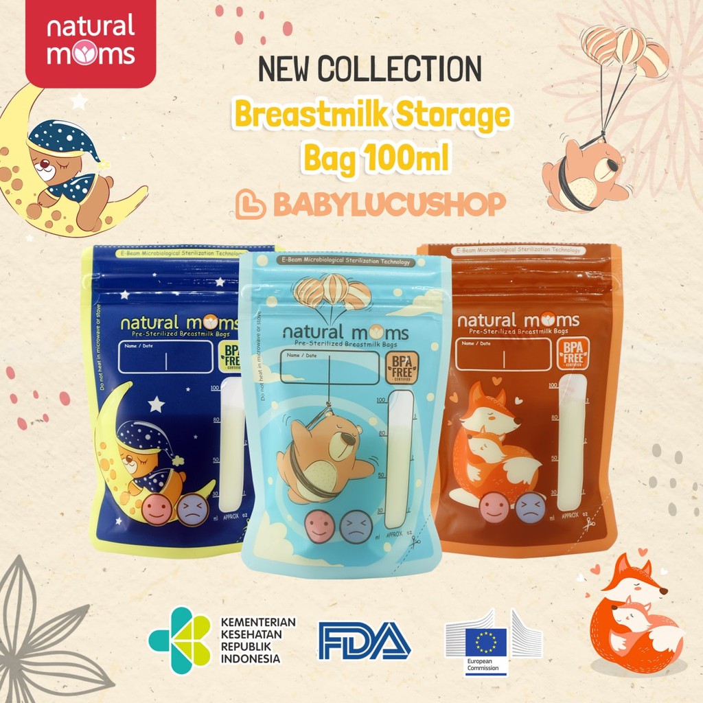 Kantong Asi Natural Moms 100cc 120cc 150cc Natural Mom Breast Milk Bag Kantong Susu ASIp