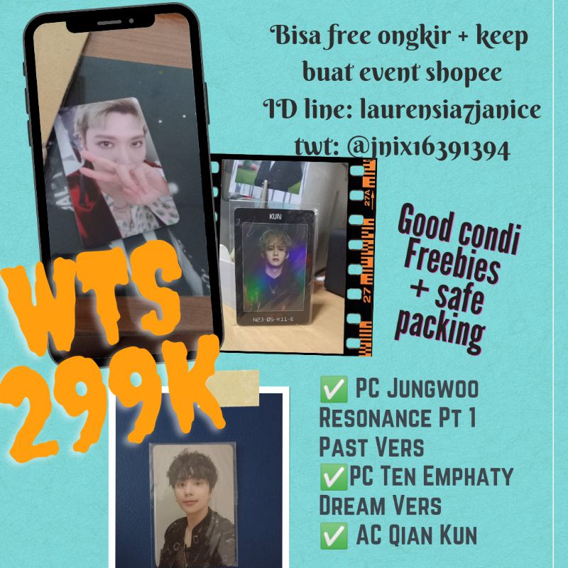 Photocard NCT Resonance Jungwoo Past Version, PC Ten Emphaty Dream Version, Access card Qian Kun