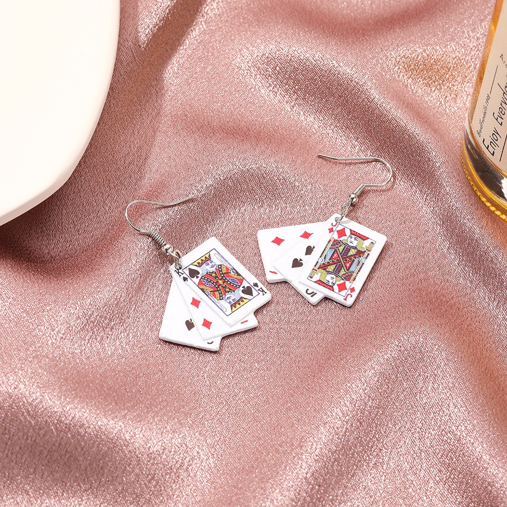 Anting Desain Kartu Poker Gaya Punk Funky Aces Untuk Wanita