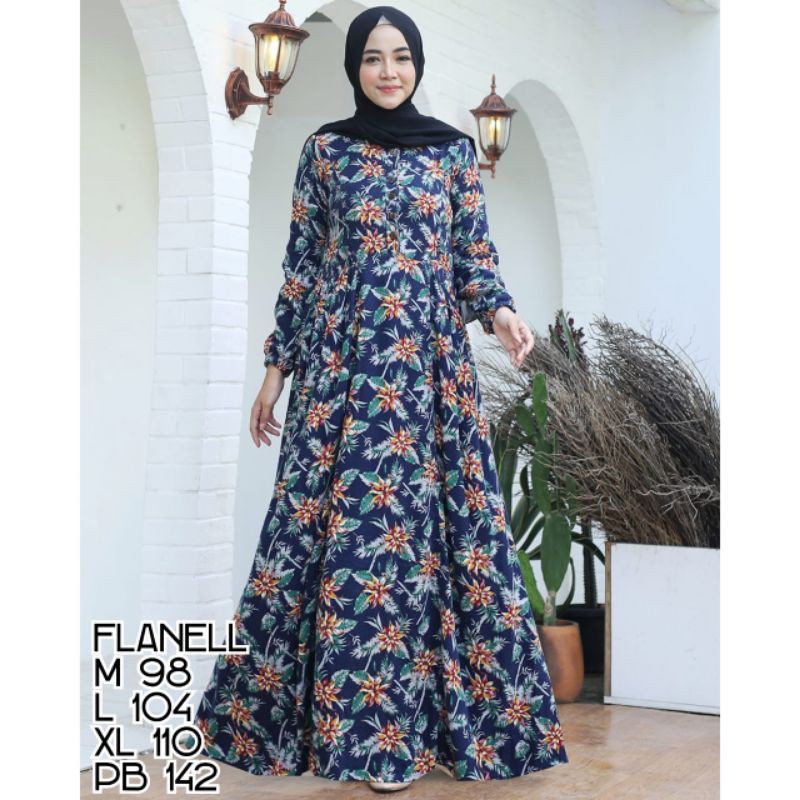 gamis cantik wanita linen dan flanel