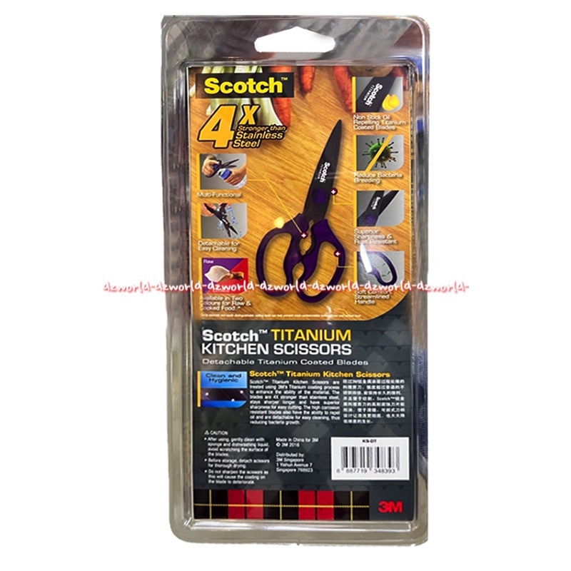 Scotch Tittanium Kitchen Scissors Gunting Dapur Untuk Potong Ayam 3M Anti Bakteri Superior Sharpress Roat Resistant Skotch Scissors