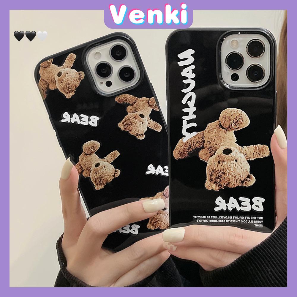 Soft Case Silikon Hitam Glossy Motif Teddy Bear Untuk Iphone 13 Pro Max / 12 Pro Max / 11 / 7 + / 7 / 8 + / Xr / Xs Max / 11 / Pro / 7 / 8 +