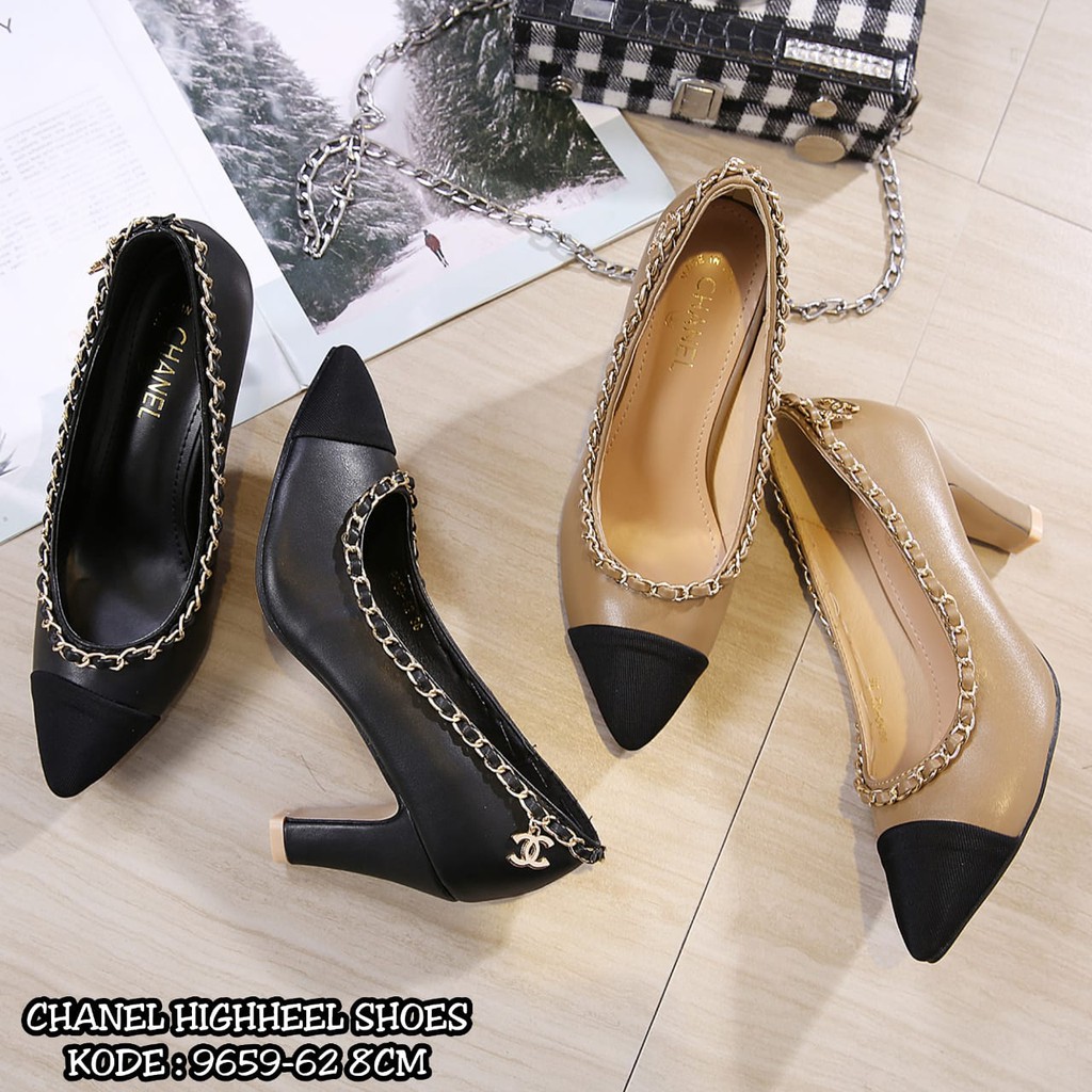 sepatu high heels chanel