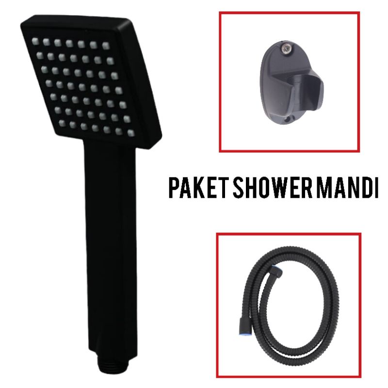 Hand shower mandi-shower set komplite-Shower Hitam