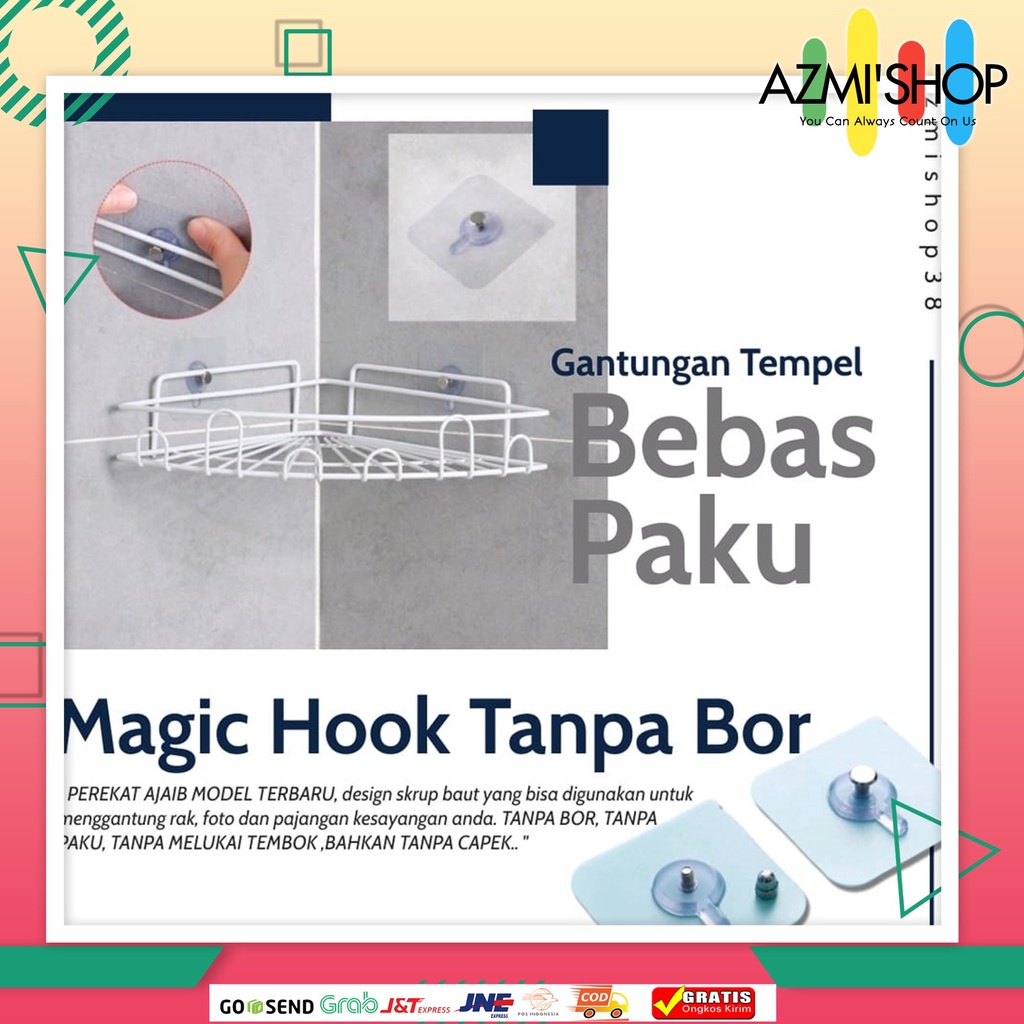 Jual Gantungan Tempel Hook Dinding Bebas Paku Tanpa Bor Gantungan Tempel Baut Shopee Indonesia