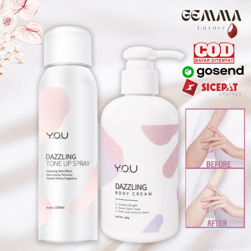 (GOSEND/COD) YOU DAZZLING TONE UP SPRAY / TONE UP WHITENING BODY CREAM - lotion pemutih