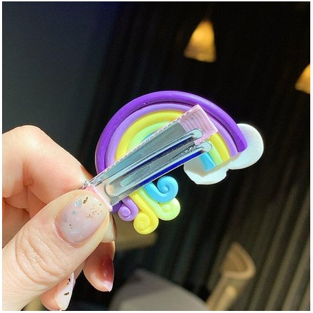 (3PCS) Jepitan Rambut Rainbow Clay / Aksesoris Rambut Pelangi Anak / Kado Ultah Lucu