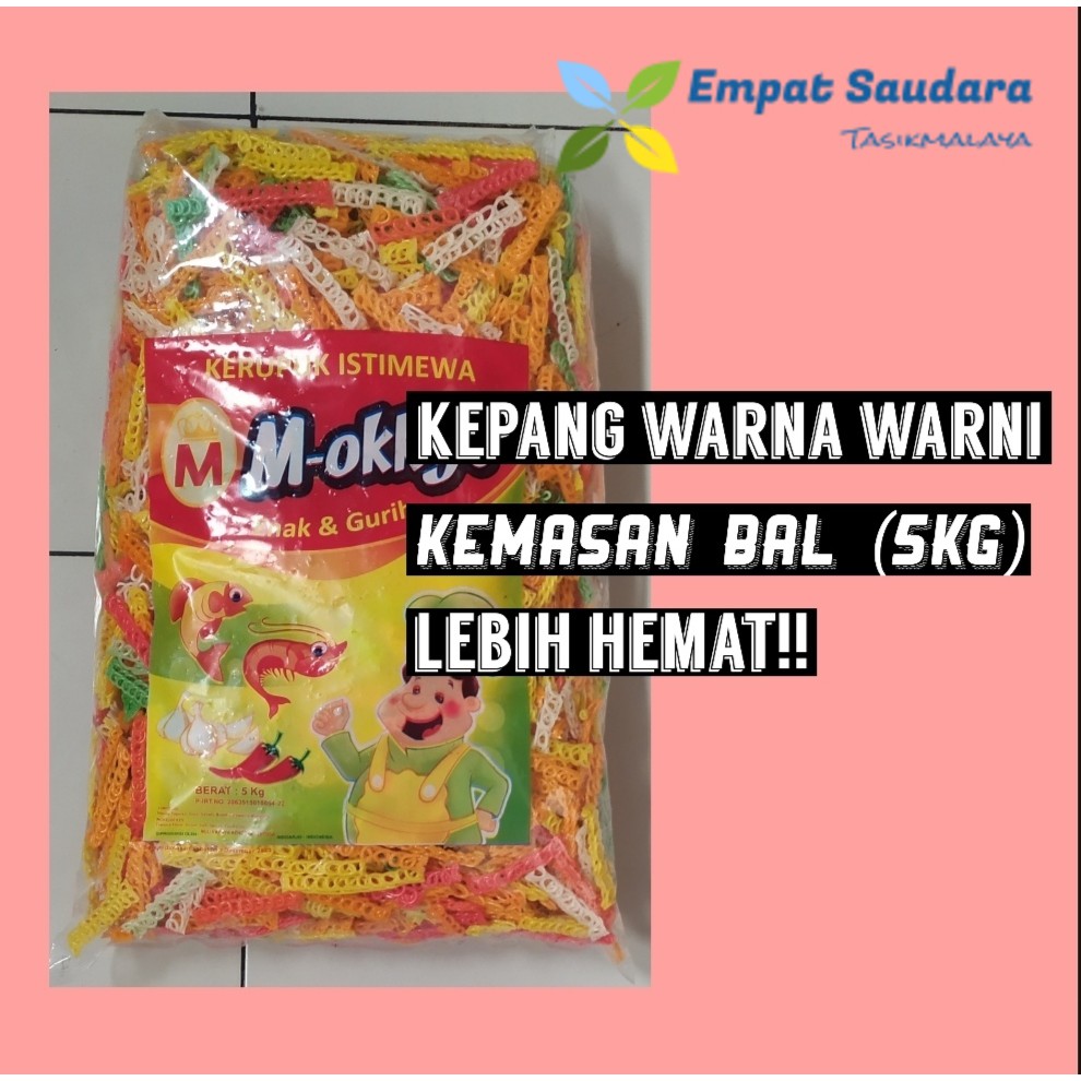

KERUPUK BENTUK KEPANG PELANGI MERK MOKKYS KEMASAN BAL