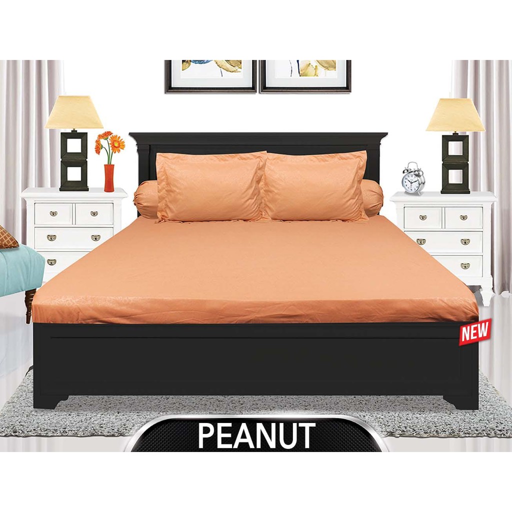 SPREI POLOS FULLHEART 160x200 Tinggi 30 - Queen 160 T30 - warna warni orange cream - SP