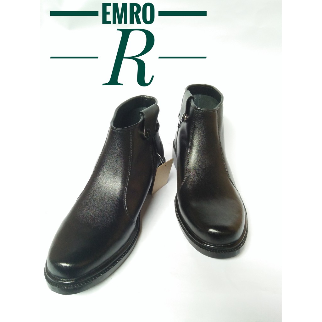 sepatu PDH /sepatu satpam Resleting/ sepatu kulit emro cowok