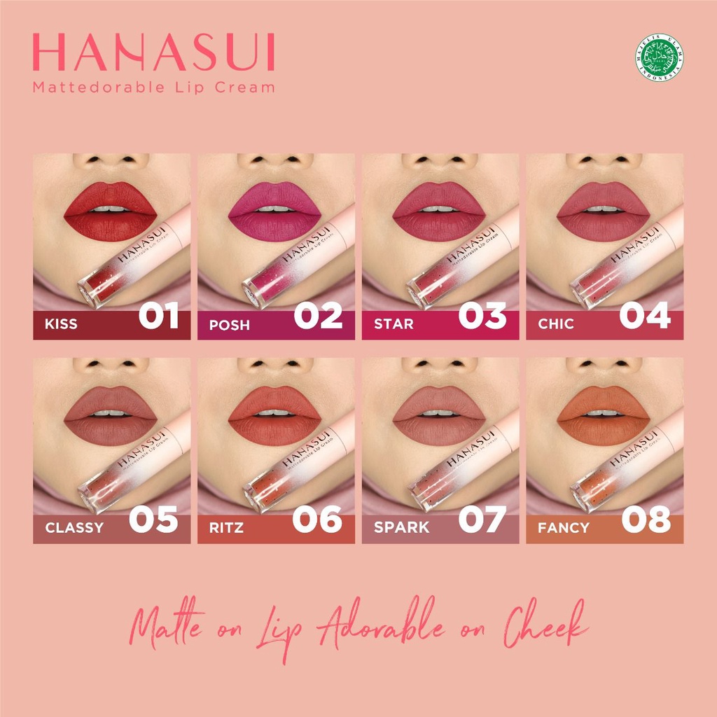 Hanasui Mattedorable Lip Cream Boba Edition Semua Varian Warna