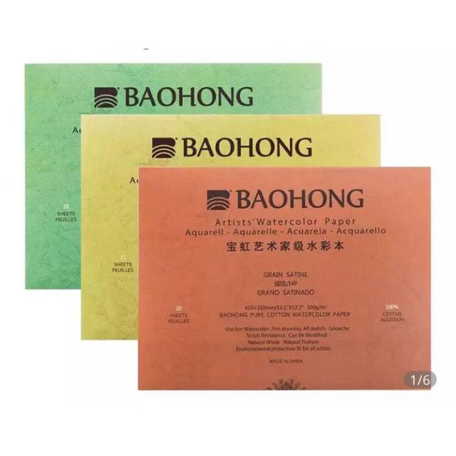 

Baohong Artist watercolor paper pad size 410x310mm 20lbs 300gsm 100% cotton HP/CP/R