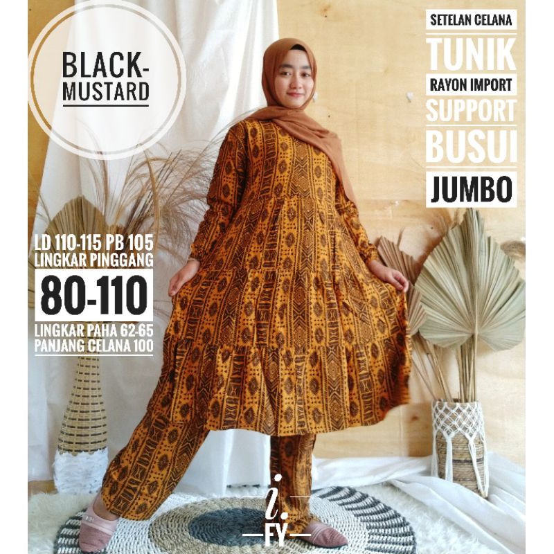 SETCEL SETELAN CELANA ATASAN BAWAHAN TUNIK MOTIF BANGKOK KATUN RAYON IMPORT BUSUI BAJU REMAJA WANITA