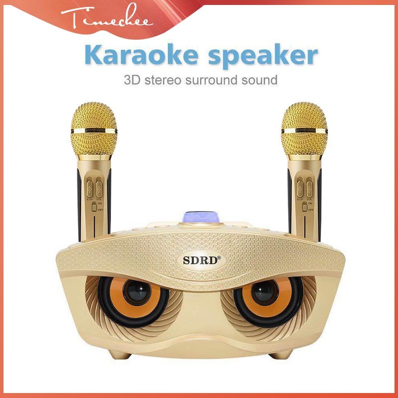 SDRD 306 Karaoke Speaker Bluetooth Dengan 2 Microphone Wireless Hitam