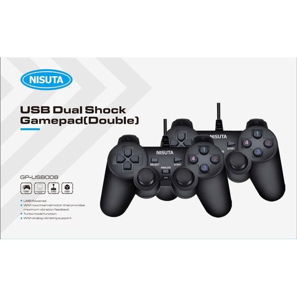 Nisuta GP-USB008 Gamepad Double hitam USB - Hitam