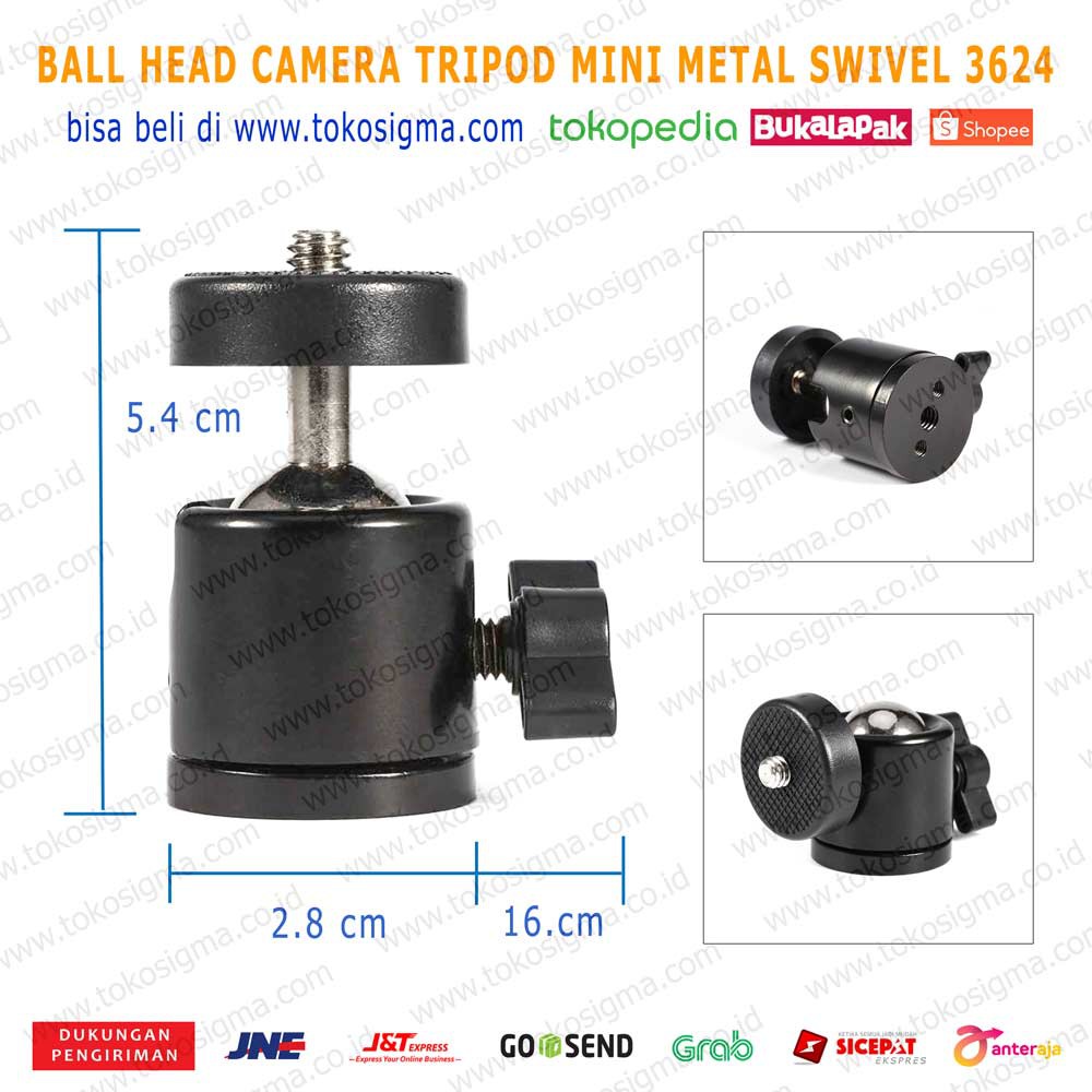 Ball Head Tripod Kamera Camera Ballhead 1/4&quot; Metal PAN SWIVEL 3624