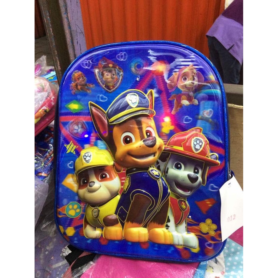 Tas Ransel Sekolah Anak TK Gbr Timbul Hologram 5D ada Lampu PAW PATROL