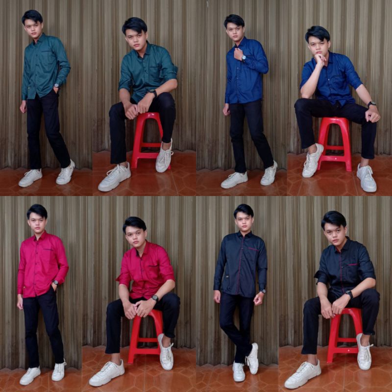 Kemeja Pria Dewasa Baju Kantor Pria Kemeja Laki-laki Modern Pakaian Laki-laki Pakaian Pria Murah Kai