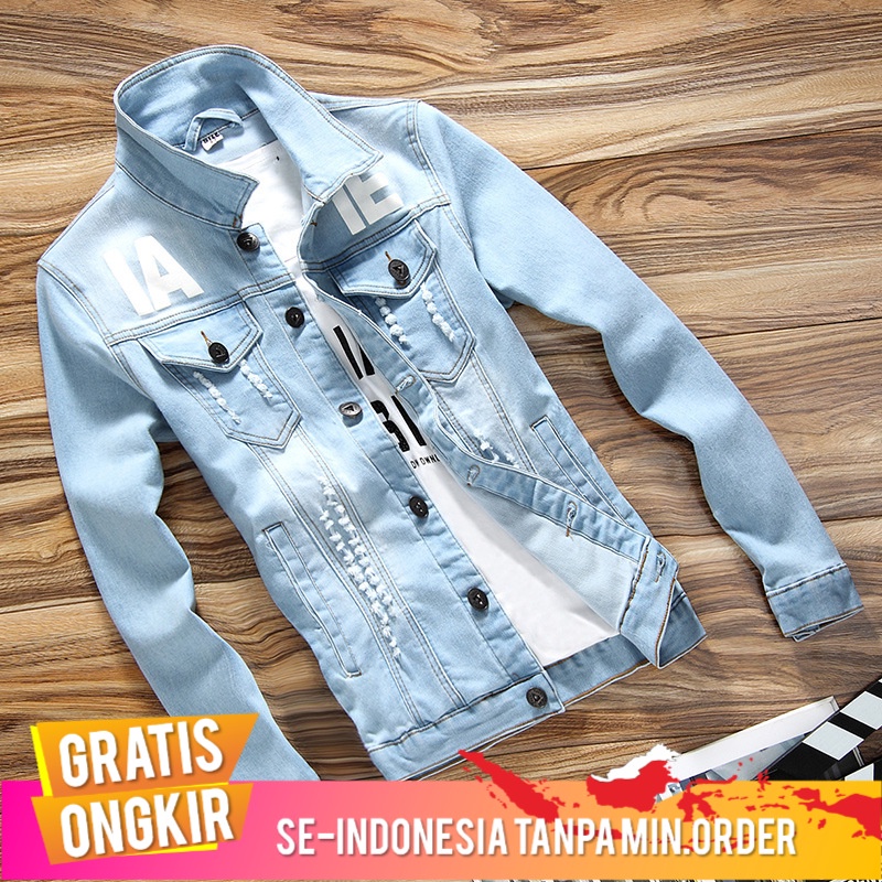 Outerwear Pria Pria   Stretch Denim Jaket Tren Pria  Korea Denim Jaket Jaket Agen  Bergabung Hits