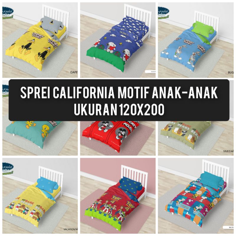 SPREI 120X200 MOTIF ANAK MERK CALIFORNIA. SPREI MOTIF ANAK CALIFORNIA 120X200
