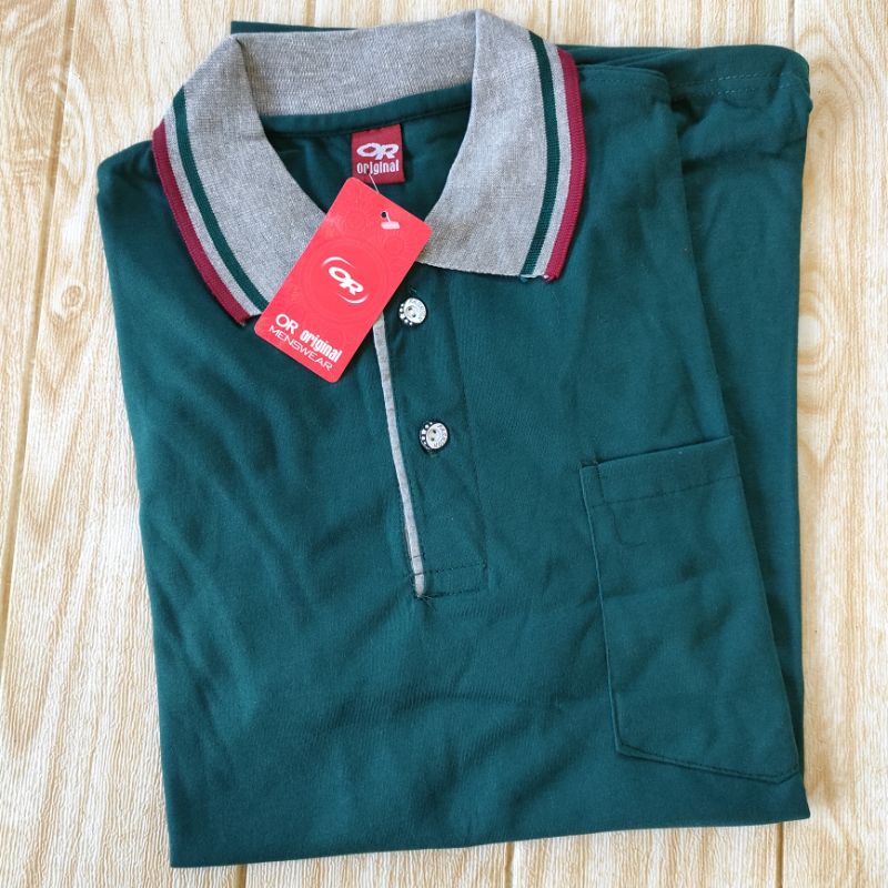 Kaos krah pria dewasa polos saku lengan pendek allsize XL