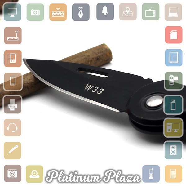 KNIFEZER Pisau Saku Lipat Mini Serbaguna Portable Knife Survival Tool - W33 - Black`S10RF3-